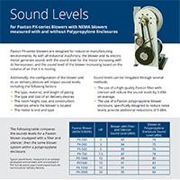 Sound Levels: for Paxton PX-Series Blowers with NEMA blowers measured with and without Polypropylene Enclosures